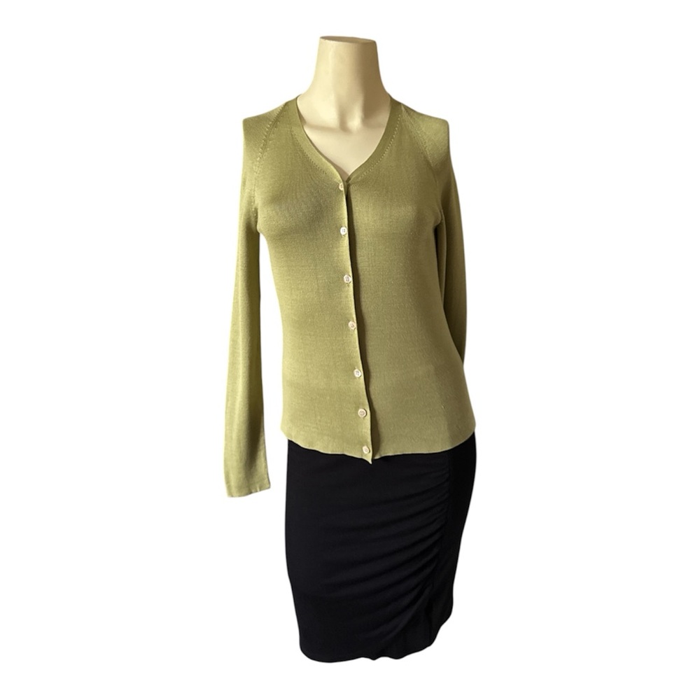 Banana Republic 100% Silk Green Sweater Cardigan Women Size S